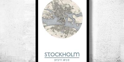 Harta e Stokholmit hartë poster