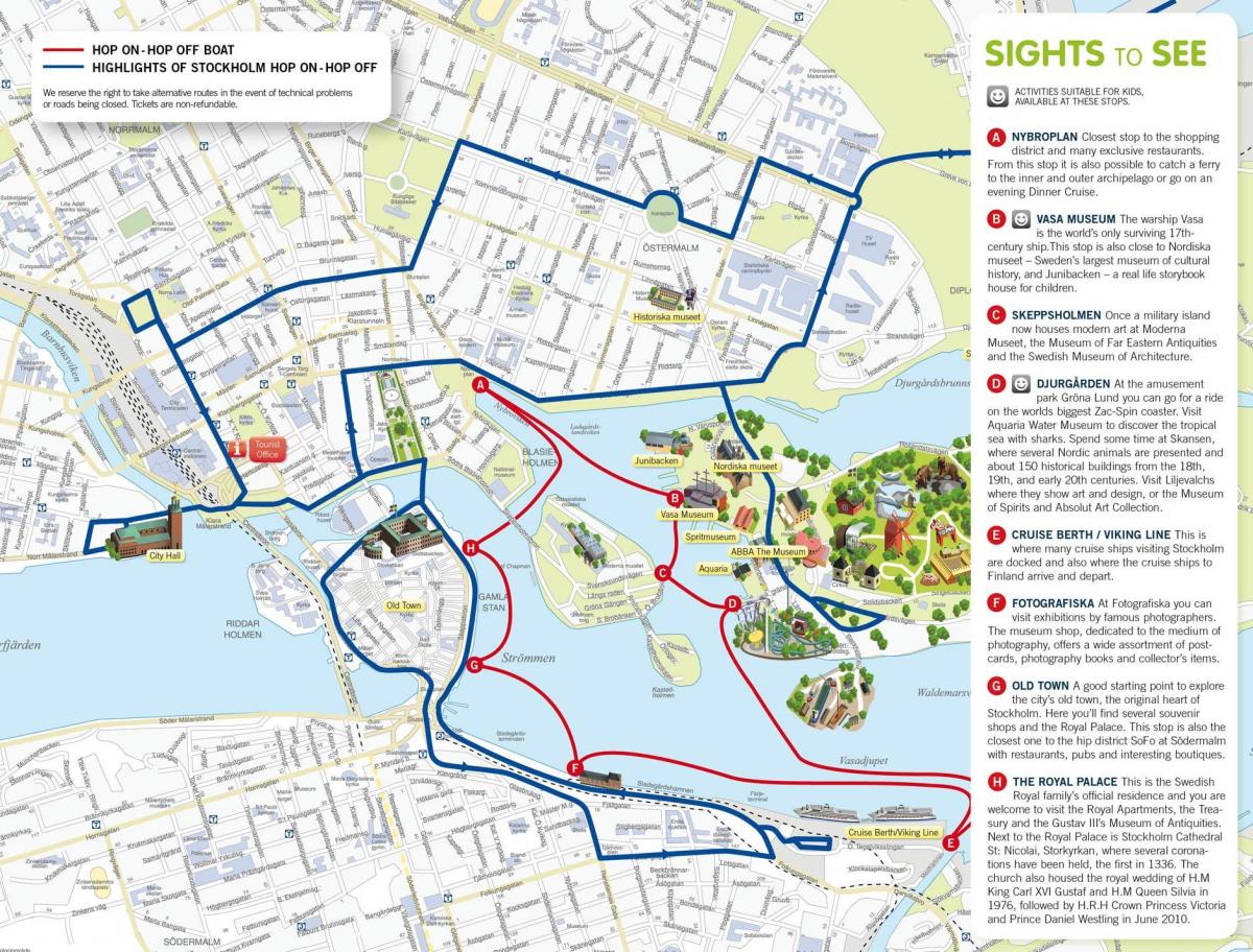 Stokholm hop on hop off anije hartë