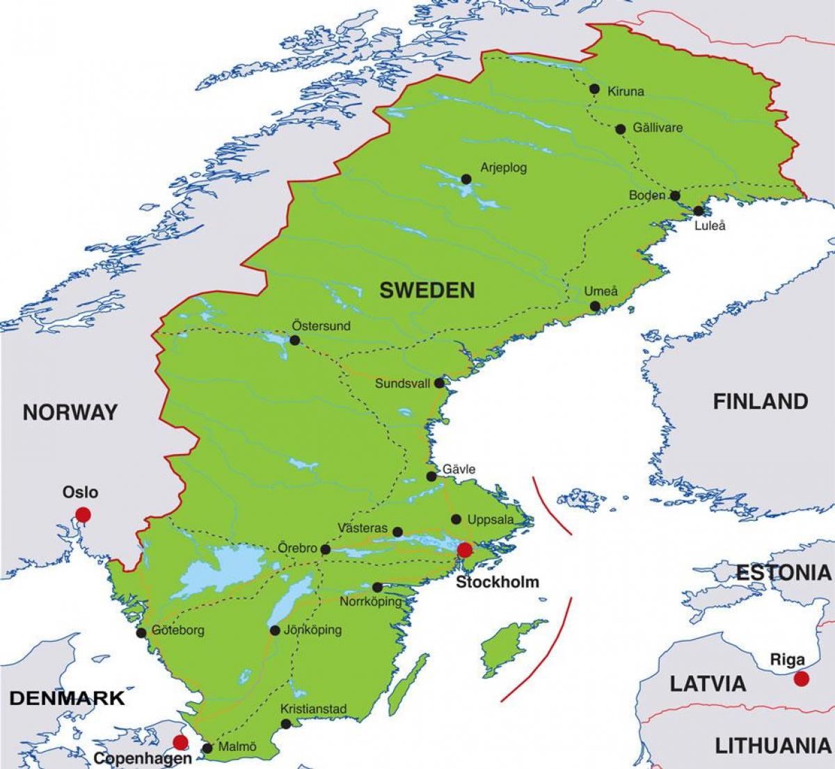 kryeqyteti i Suedisë hartë