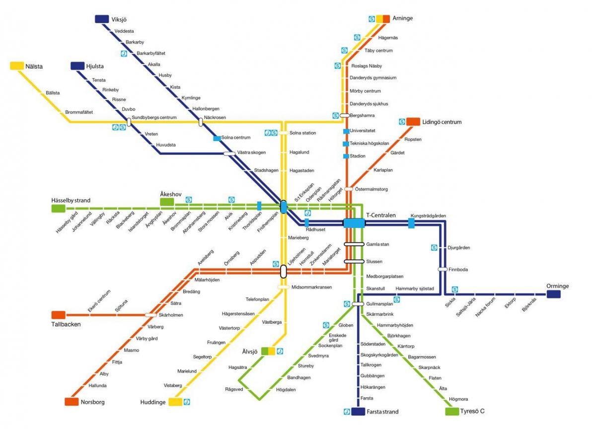 harta e Stokholmit metro je