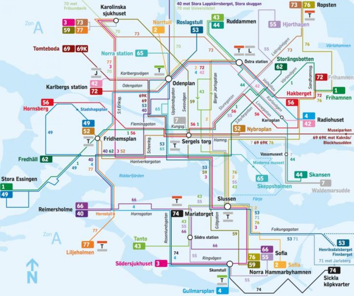 Stokholm linja autobusi hartë