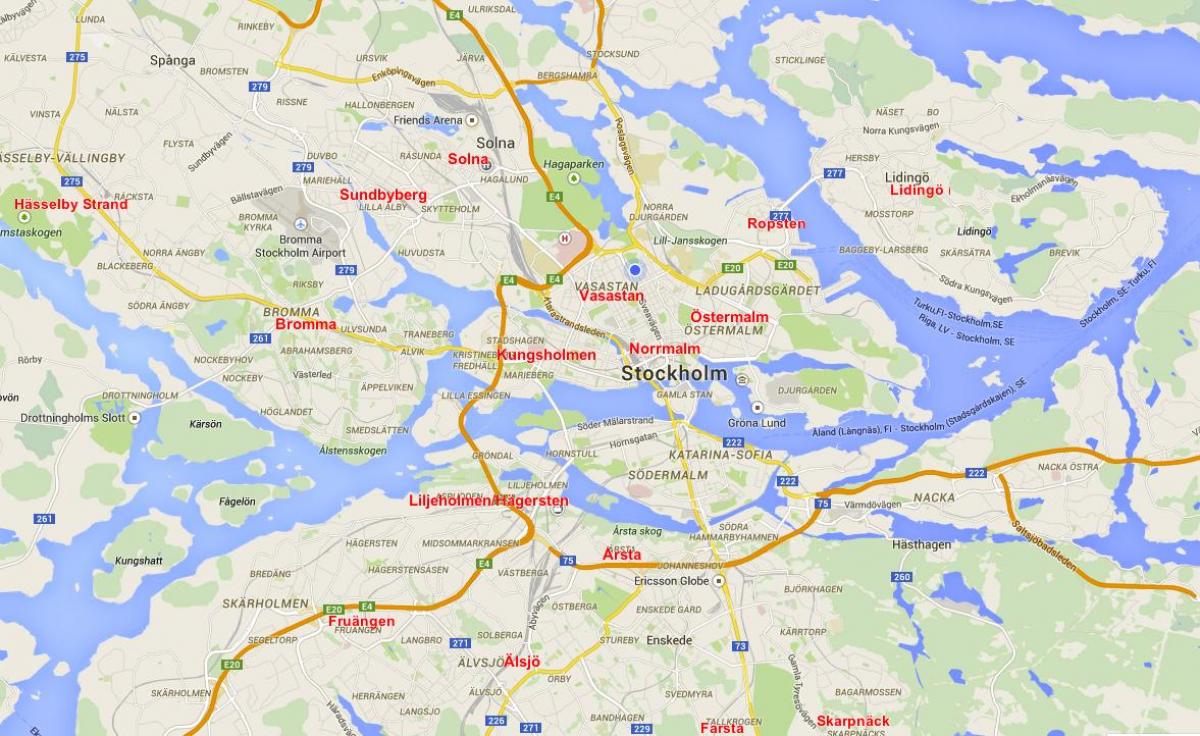 harta e Stokholmit lagjet e