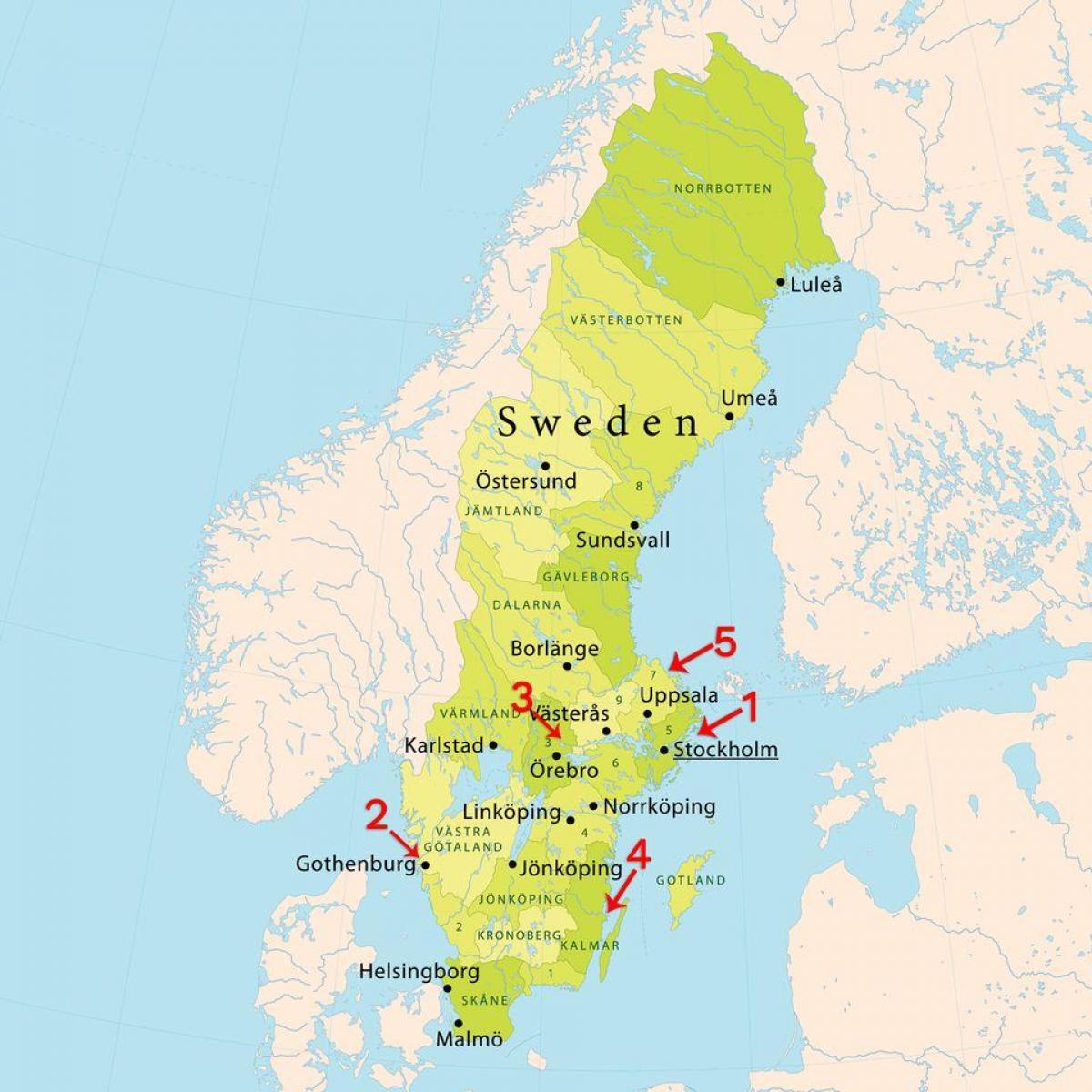 harta e Stokholmit plazhet