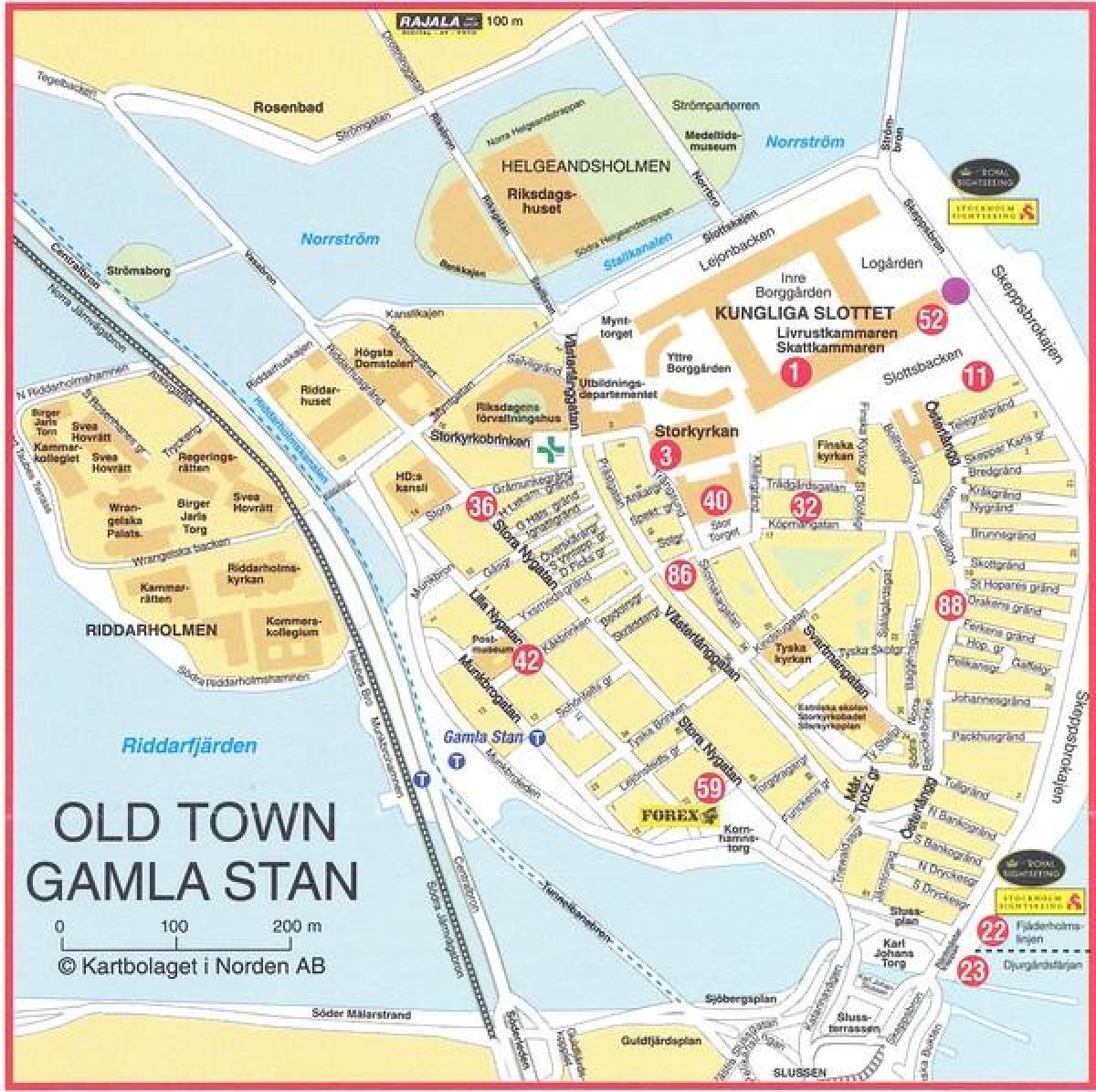 harta e qytetit të vjetër Stokholm, Suedi