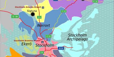 Harta e Stokholmit në Suedi zonë
